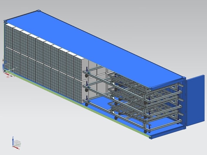 Wall layout in shipping container