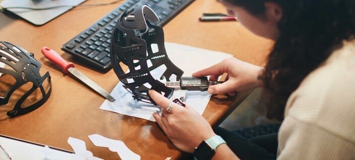 checking design on bike helmet