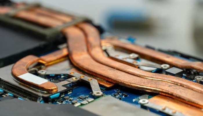 copper heat pipes on a circuit board